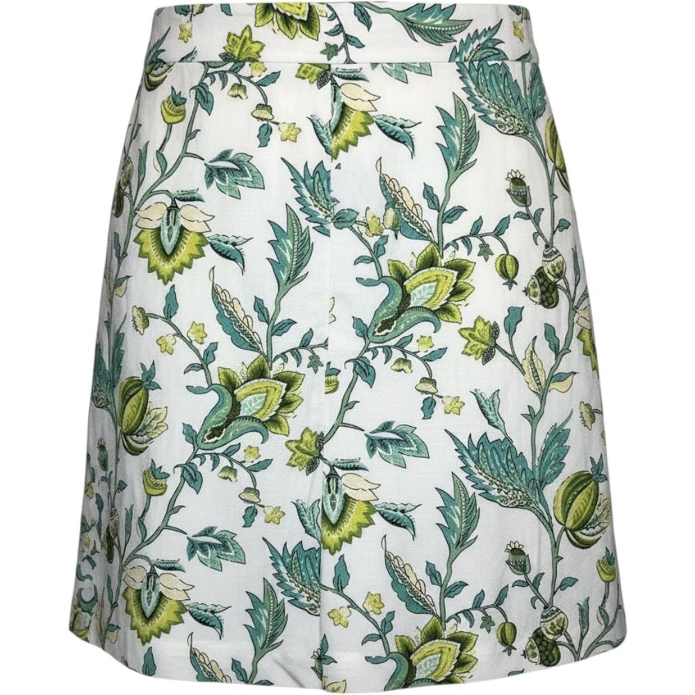 Cottagecore Size‎ 12 Floral Linen Skirt Green Teal White Spring Garden LOFT